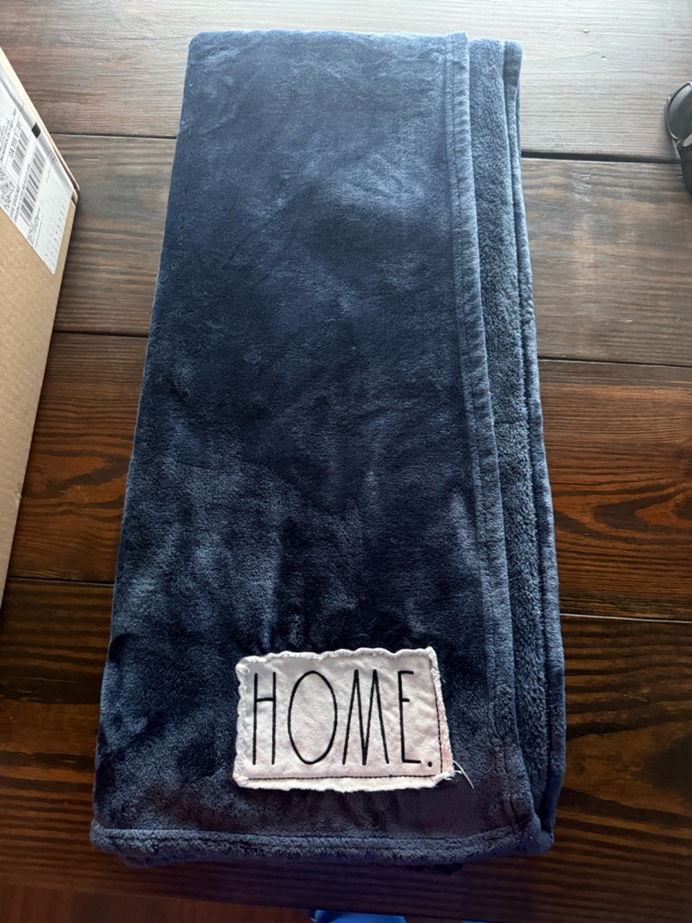 HOME Rae Dunn Navy Plush Throw Blanket - Cozy Home Accent